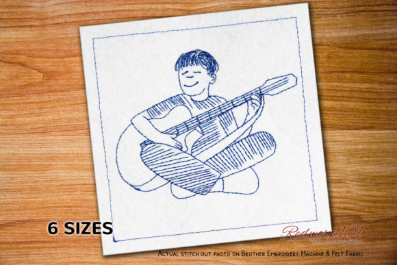 Boy Playing Guitar Lineart Embroidery Review