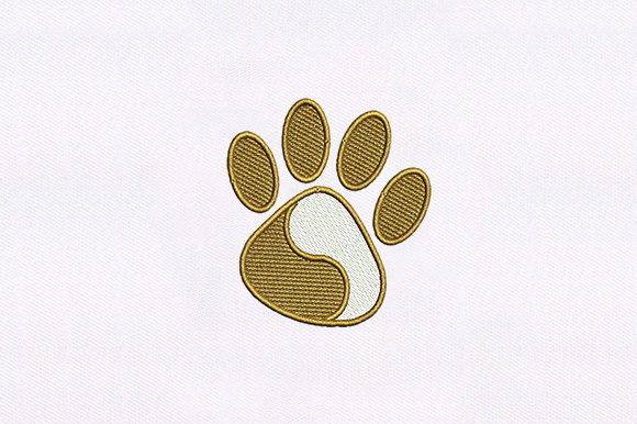 Brown White Animal Paw Embroidery Design
