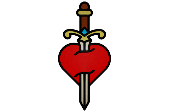 Heart and Knife Embroidery Design