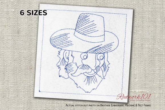 Hunter Face with Big Moustache Redwork Review