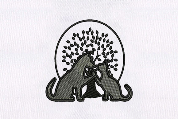 Lovely Cat Dog Embroidery Design