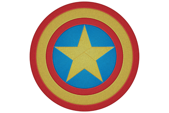 Shield with Star Embroidery Design